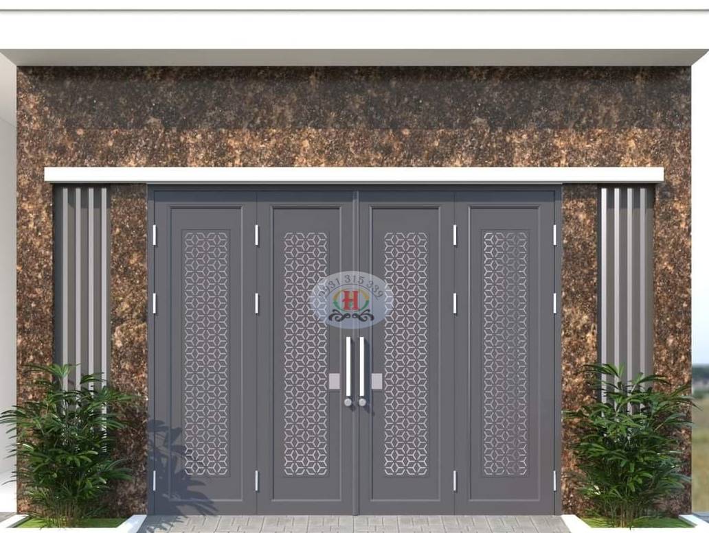 Cửa cổng cnc 2 cánh đơn giản độc đáo, cong sat cnc Cửa cổng CNC 2 cánh đẹp Hà Sơn Phát